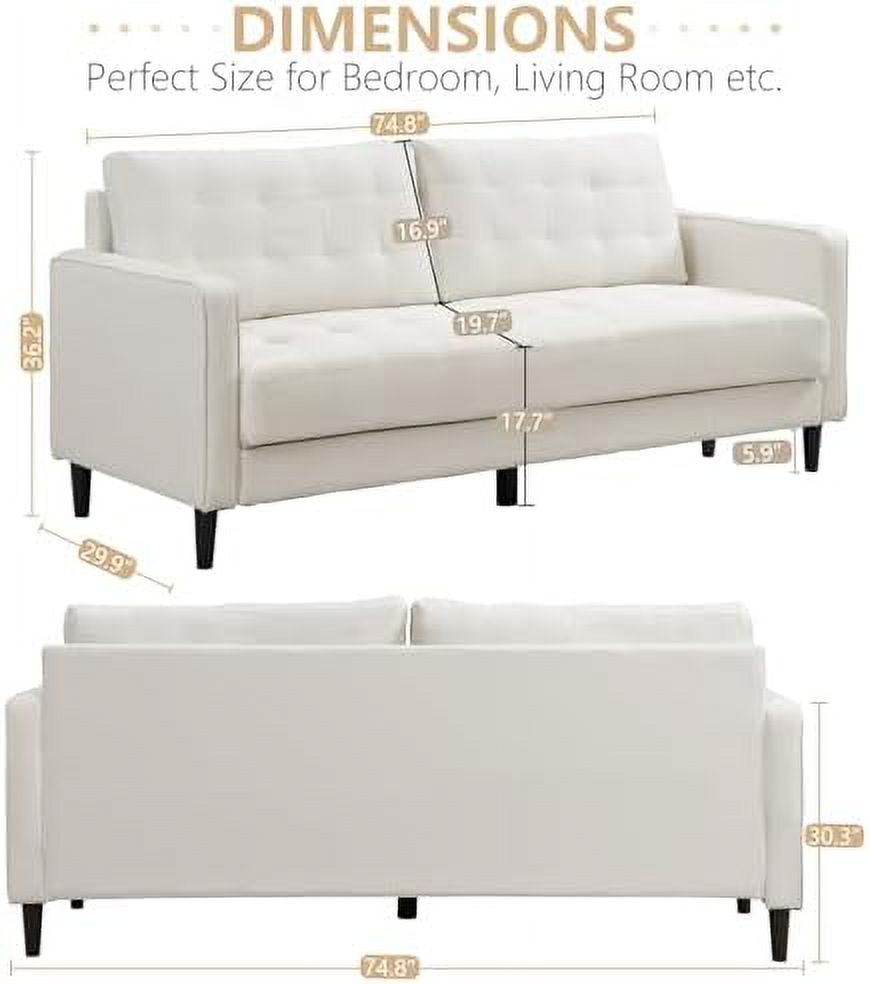 Grey 3 Seater Couch with Tufted Seat and Back Cushion U267402