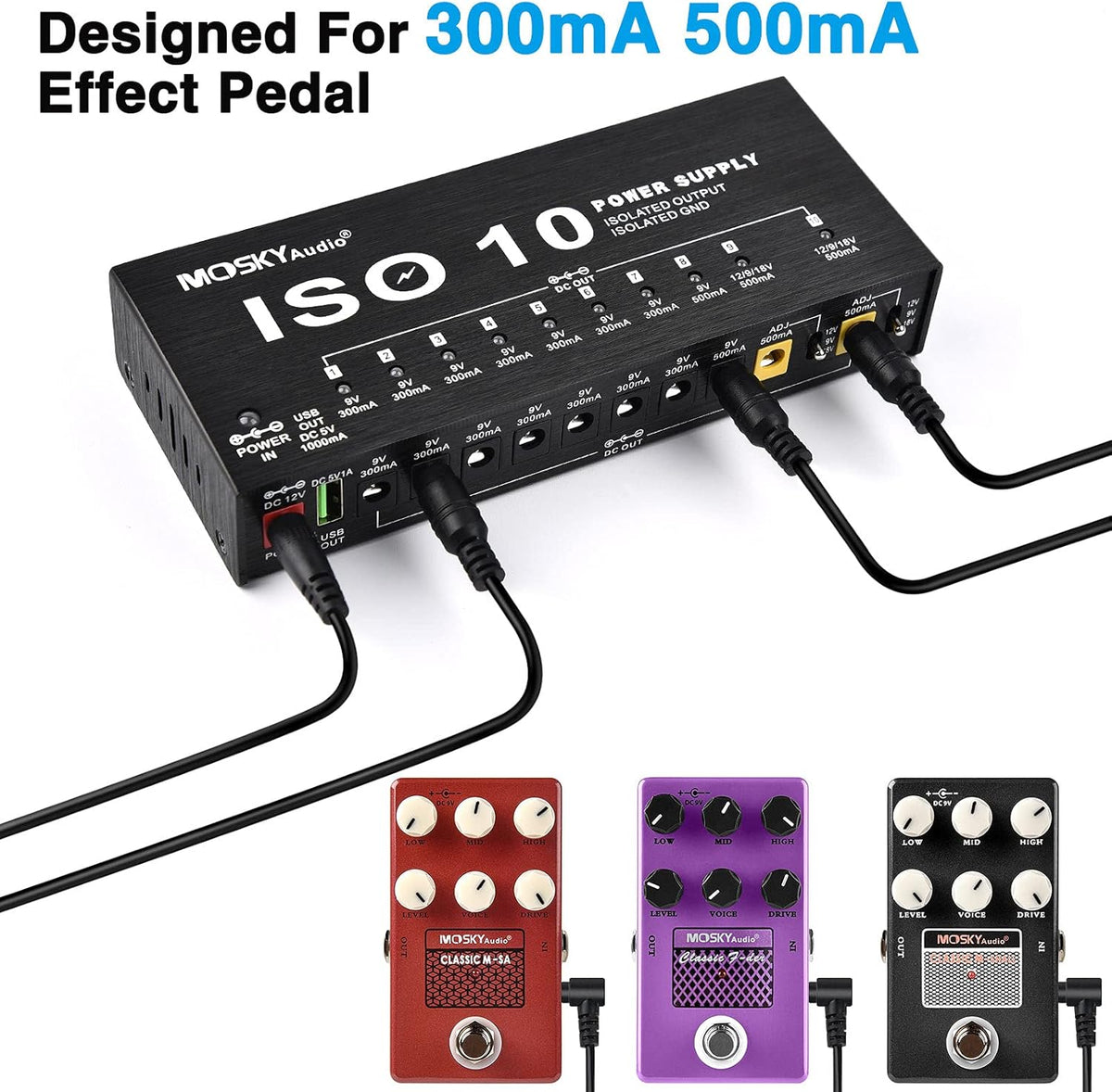 10 Isolated DC Output Guitar Pedal Power Supply Y116