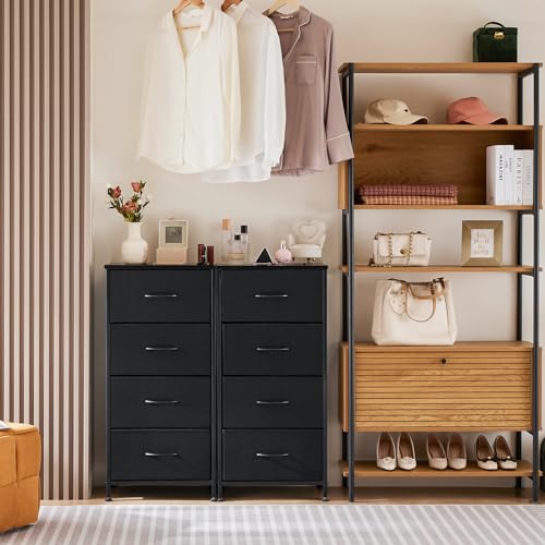 Black 4 Fabric Drawers Nightstand Y940688