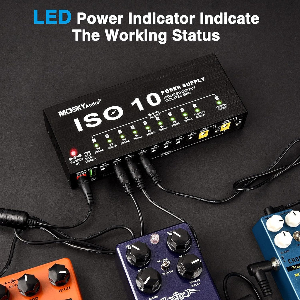10 Isolated DC Output Guitar Pedal Power Supply Y116