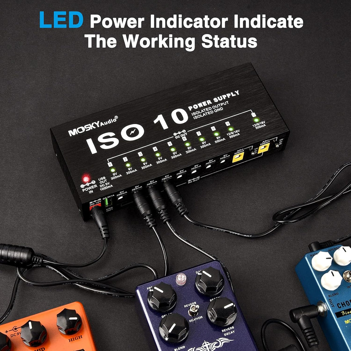 10 Isolated DC Output Guitar Pedal Power Supply Y116