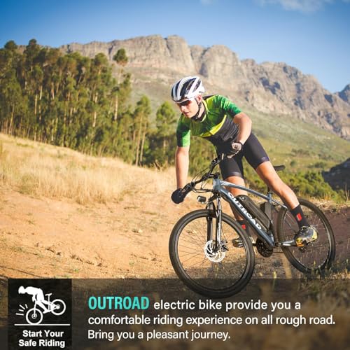 26" Electric Mountain Bike with Removable Battery, 36V 350W Brushless Motor, 21-Speed Gear, Front Fork Suspension Q609