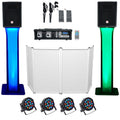 10" Speakers Bluetooth Mixer Mics Tripod Stands Facade Lights DJ Package C54748