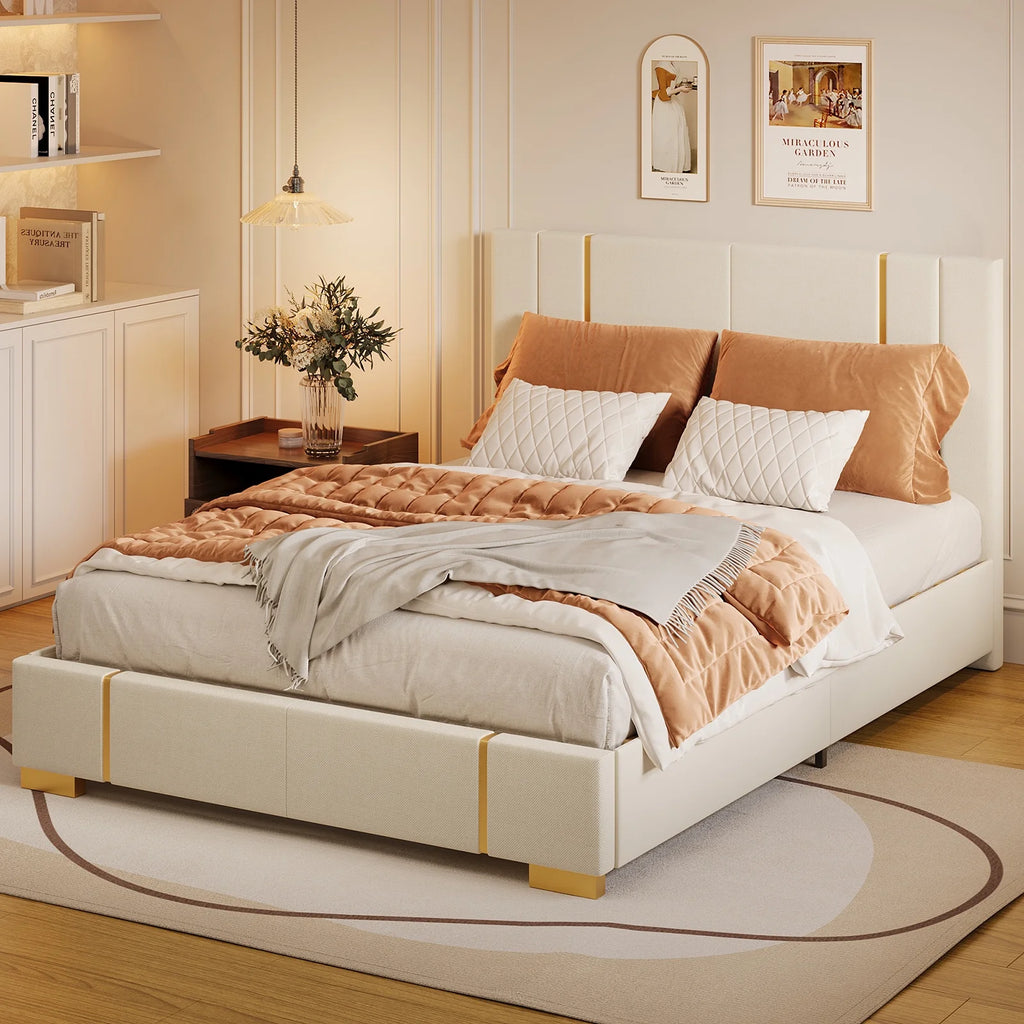 Queen Size Fabric Upholstered Bed Frame E209155