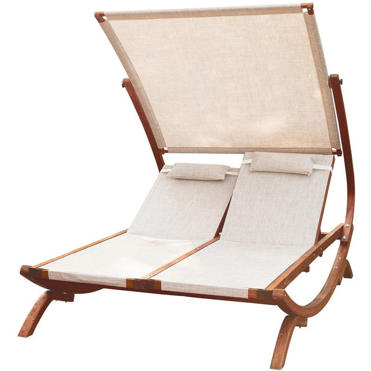 Wood Double Reclining Lounge Chair with Canopy G4299