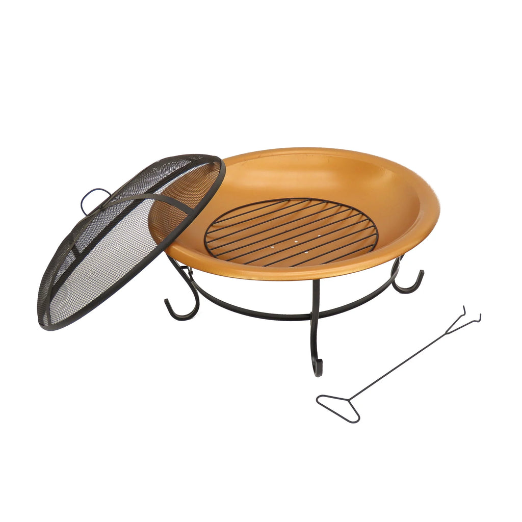 29" Copper Fire Pit with Stand and Screen Q2157