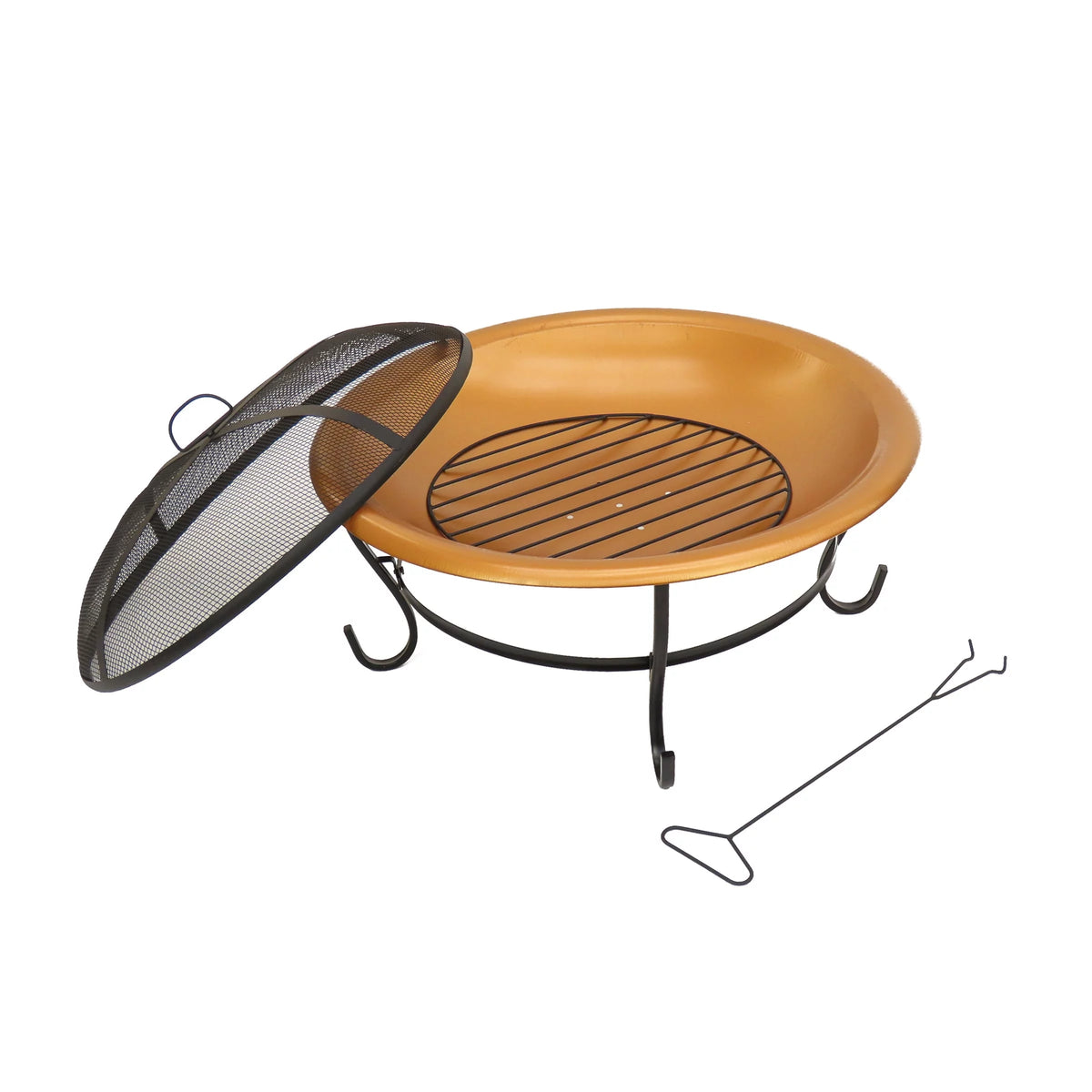 29" Copper Fire Pit with Stand and Screen Q2157