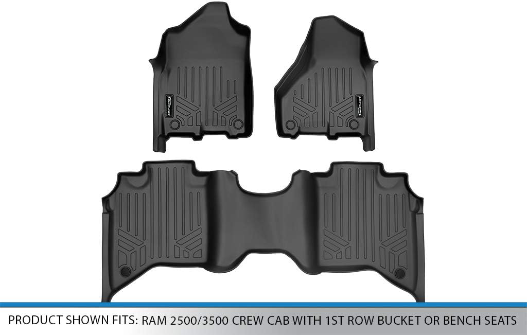 2 Row Black Floor Mats for 2019-2022 Ram 2500/3500 Crew Cab G945965