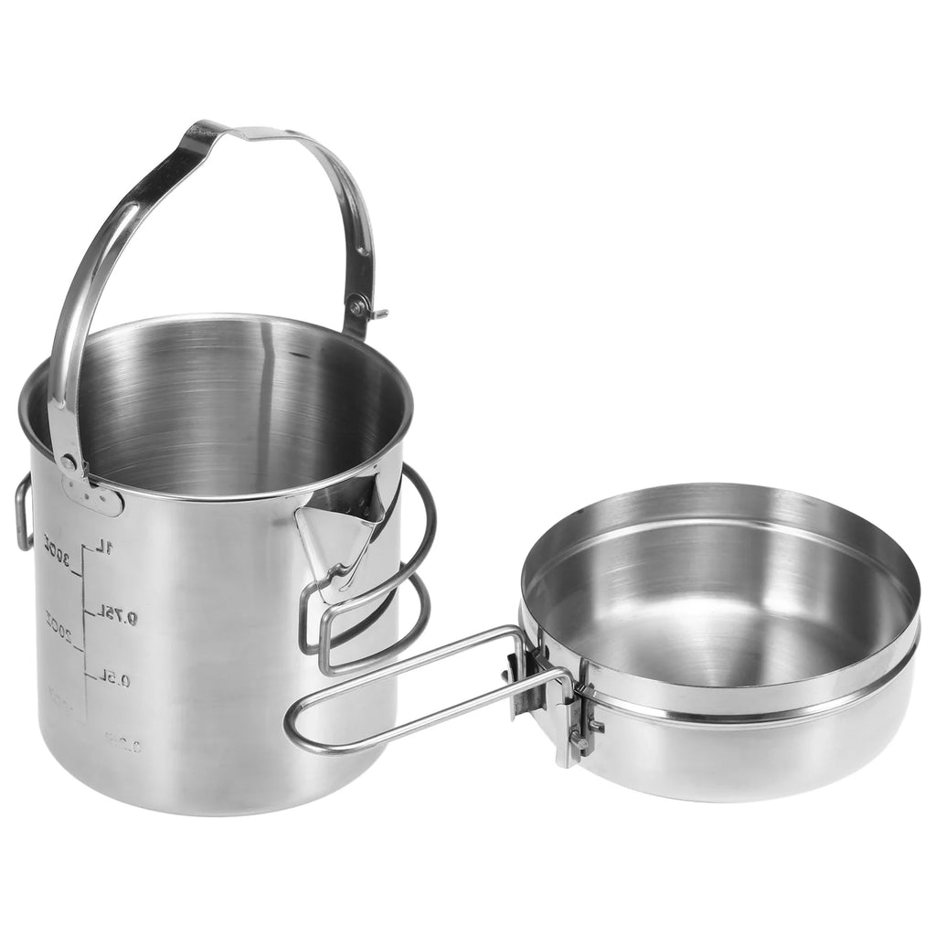 1L Stainless Steel Camping Kettle with Foldable Handle Q506571