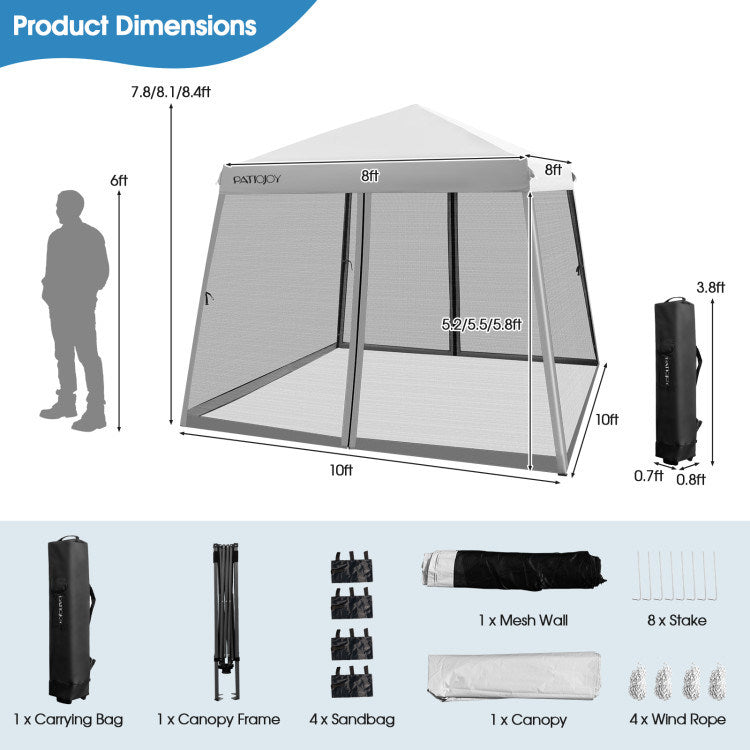 Pop-Up Canopy with Mesh Sidewalls - 10 x 10 Feet D620822
