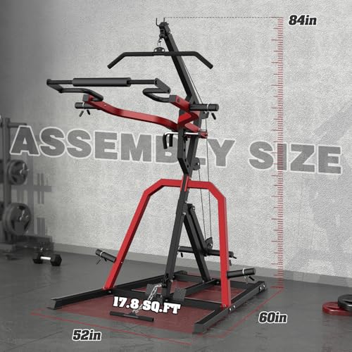 Leverage Gym Power Rack Squat Rack with LAT Low Row System Home Gym System Workout Station 2:1 Ratio H77946