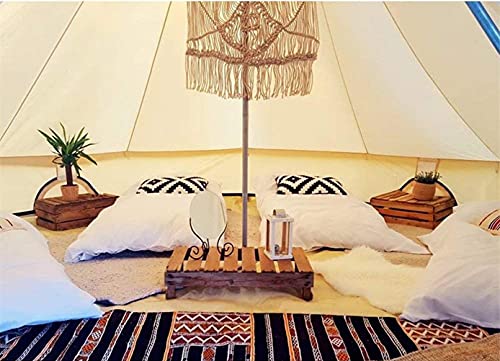 Beige Large Waterproof Cotton Canvas Bell Tent with Roof Stove Jack Hole Z756
