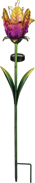 Purple Ruffled Tulip Stake Solar Light Garden Decor F9567