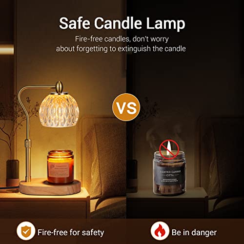 Gold Height Adjustable Candle Warmer Lamp with Timer & Dimmer E2518