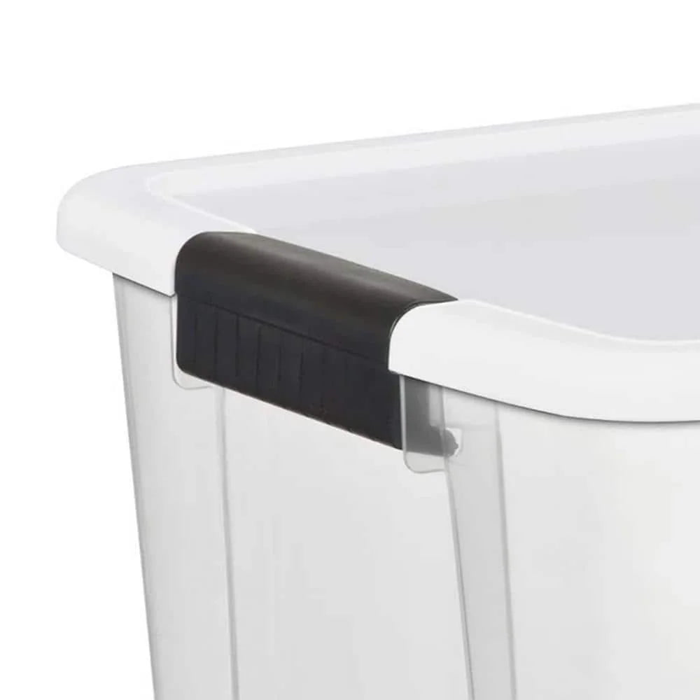 30 Qt. Storage Box with White Lid and Clear Base 12-Pack R8981