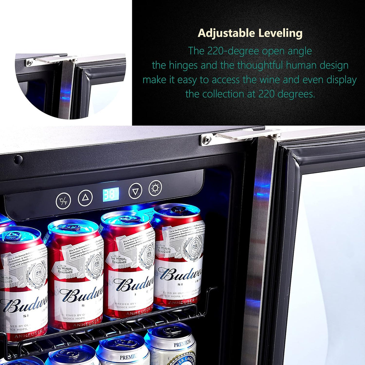 24 inch Beverage Refrigerator with Blue Interior Light C994487