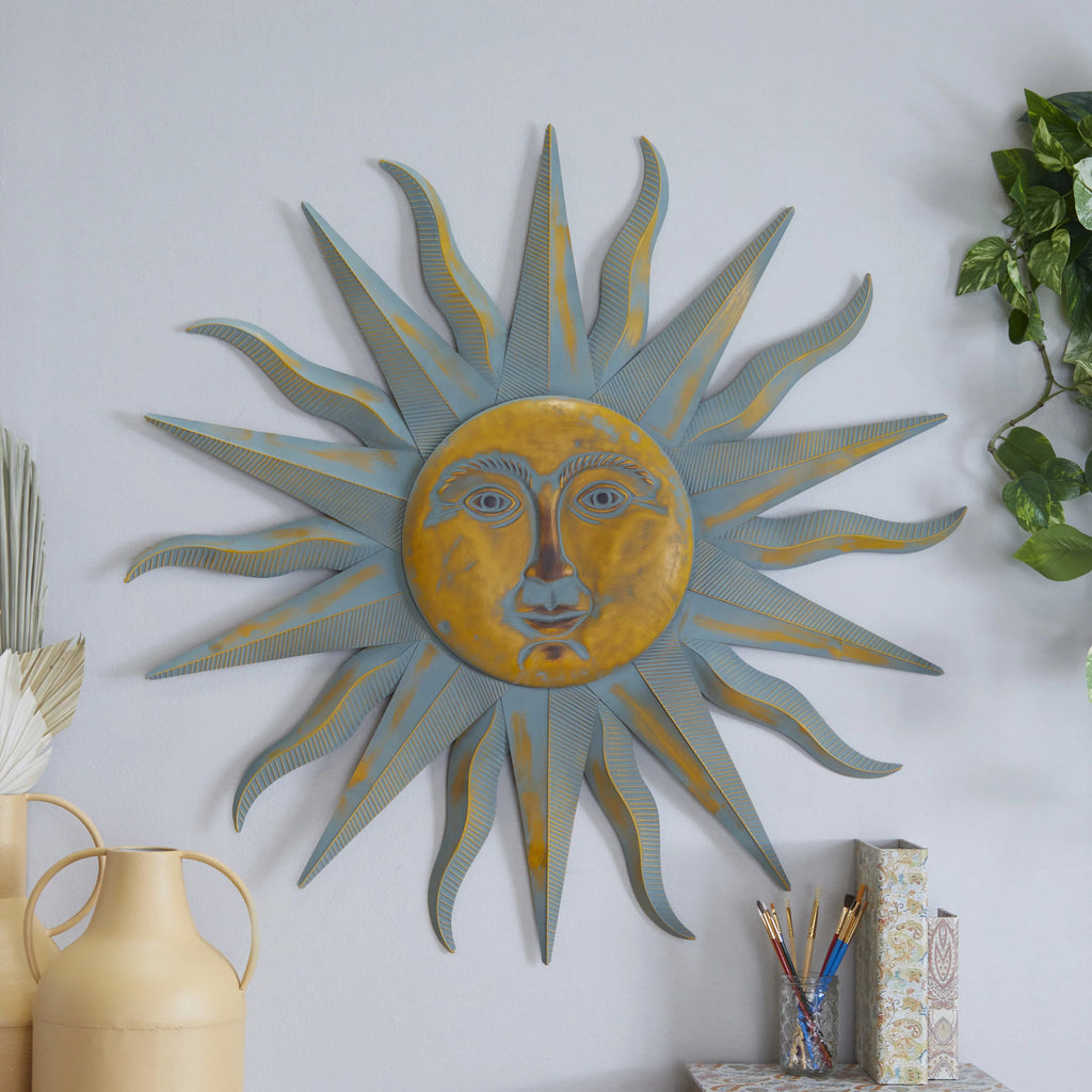 Gold Metal Indoor Outdoor Sun Wall Decor X750