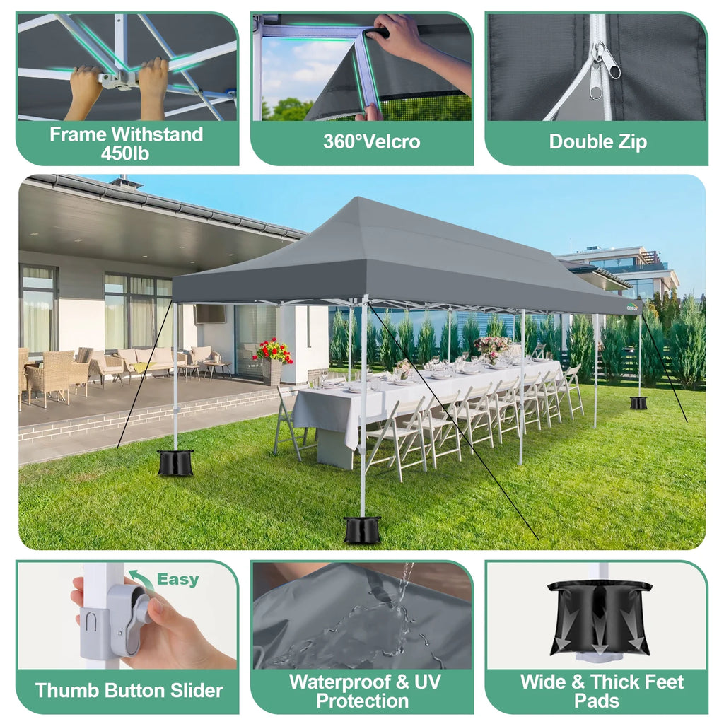 10x15 Heavy Duty Pop up Canopy Tent with Netting and Sidewalls, Black G866
