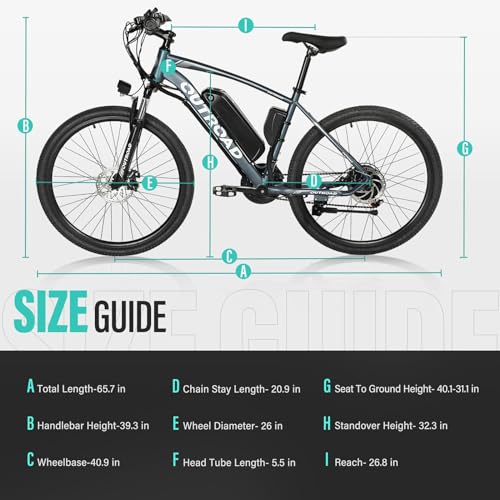 26" Electric Mountain Bike with Removable Battery, 36V 350W Brushless Motor, 21-Speed Gear, Front Fork Suspension Q609