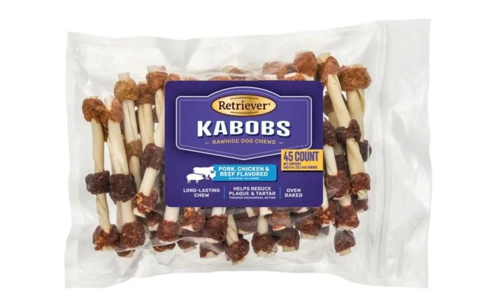45 Count Natural Pork Chicken Beef Flavor Dog Rawhide Chews Y198799