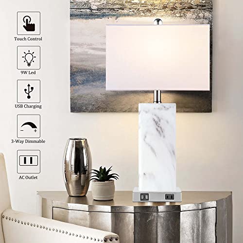 Touch Control Table Lamps Set of 2 with USB Ports and AC Outlet P642304