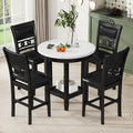 5-piece Counter Height Dining Round Table Set with Faux Marble Top and Four PU-leather Chairs, Dark Espresso Z836612