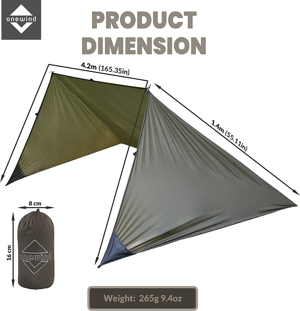 Camping Tarp Set with Ripstop Silnylon Silicone PU Coating S4568
