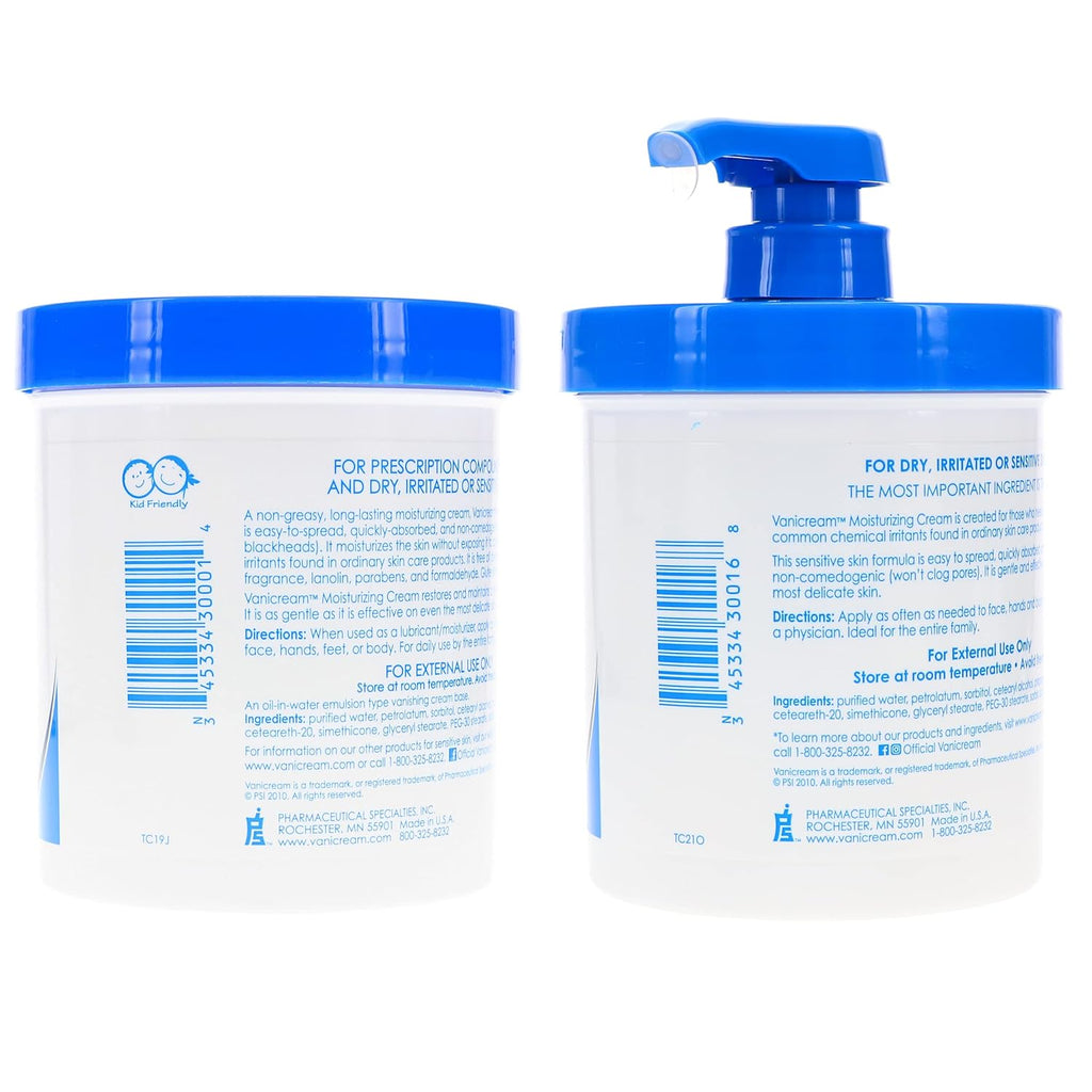 Moisturizing Skin Cream with Pump Dispenser Plus Bonus Jar Combo Pack, 1 Pound Each Z2999