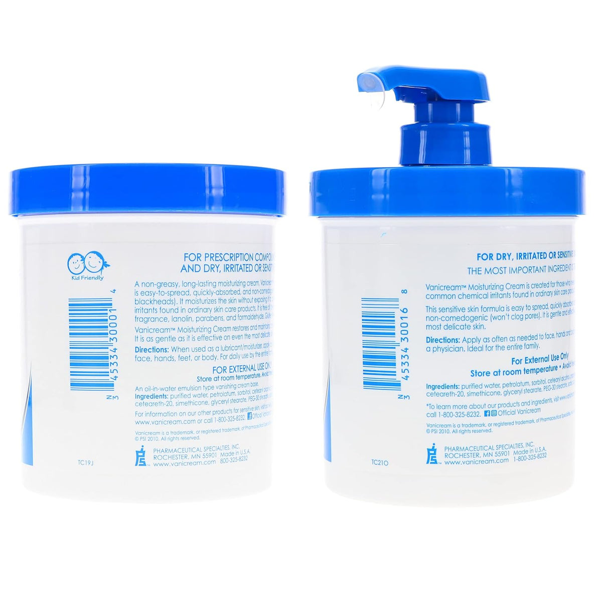 Moisturizing Skin Cream with Pump Dispenser Plus Bonus Jar Combo Pack, 1 Pound Each Z2999
