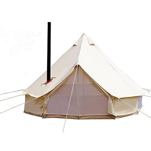 Beige Large Waterproof Cotton Canvas Bell Tent with Roof Stove Jack Hole Z756