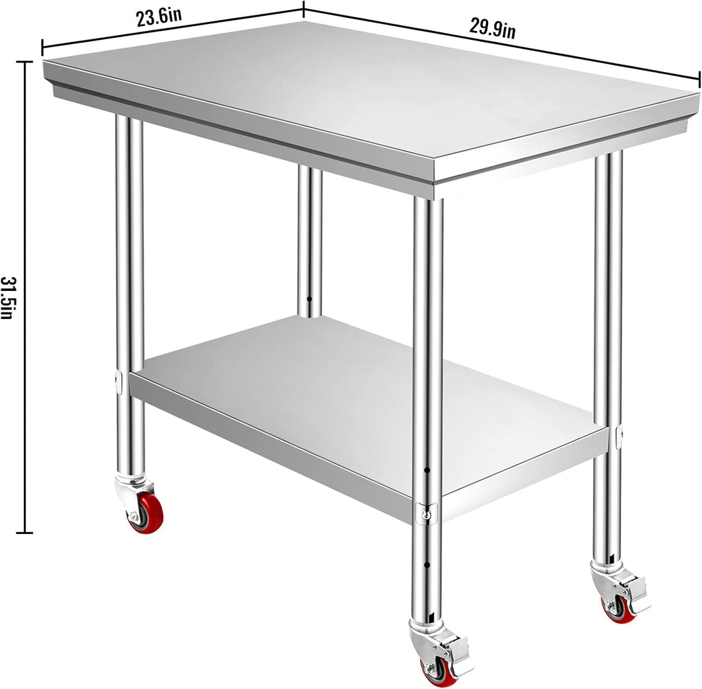 Stainless Steel Work Table with Wheels 24 x 30 B43157