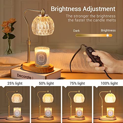 Gold Height Adjustable Candle Warmer Lamp with Timer & Dimmer E2518