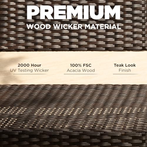 Wood Wicker 3 Piece Patio Bistro Set L90938