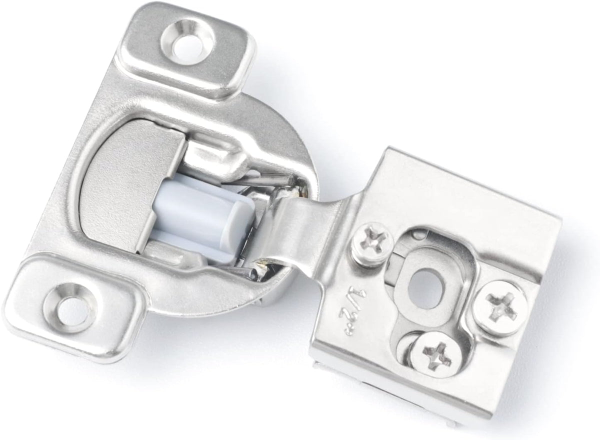 10 Pack Soft Close Cabinet Hinges, 1/2 Inch Overlay, Satin Nickel O220021