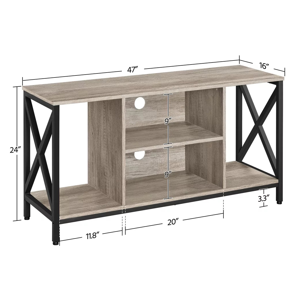 47inch Gray Wooden TV Stand with Storage S21375