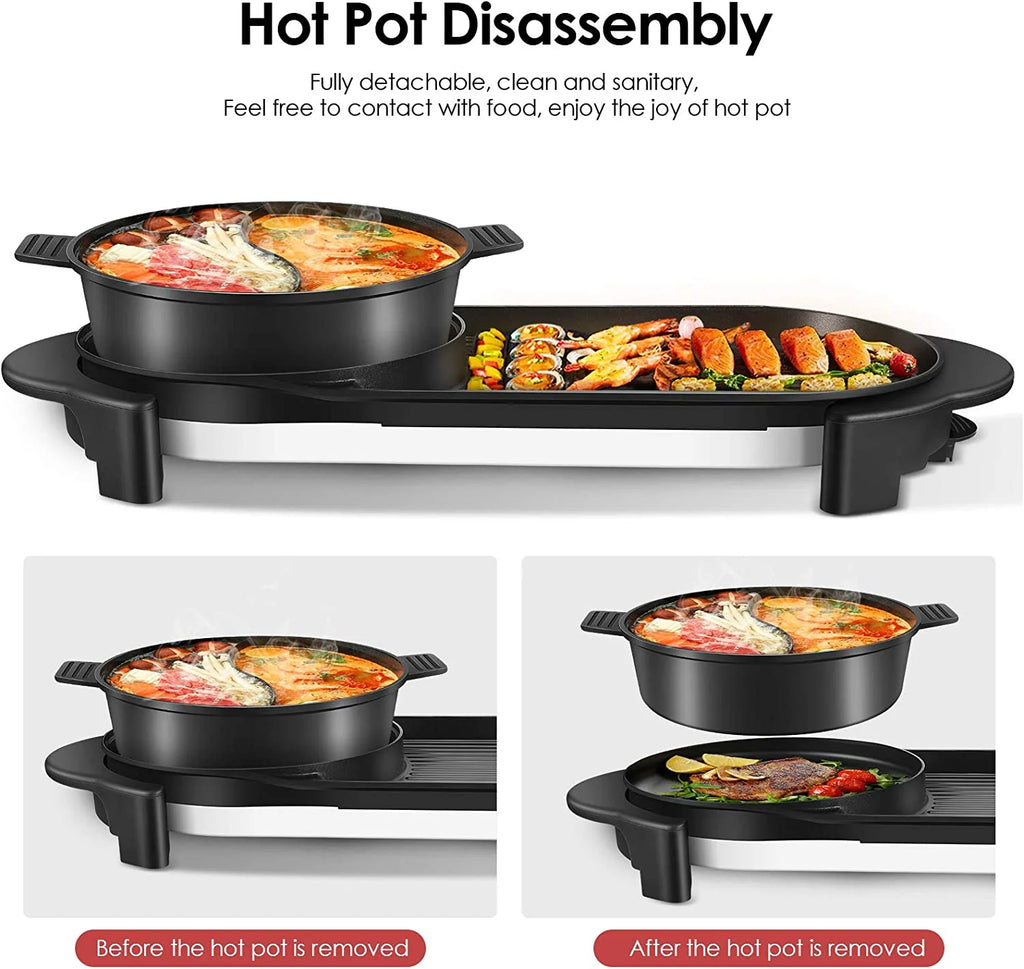 Electric Hot Pot with Grill, Removable Non-Stick Hotpot, 110V X612915