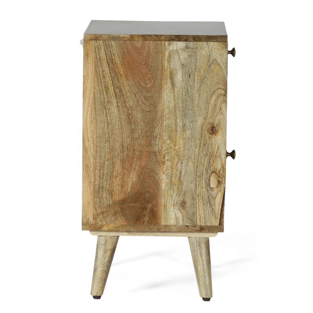 Handcrafted Mango Wood Nightstand with Storage W4564