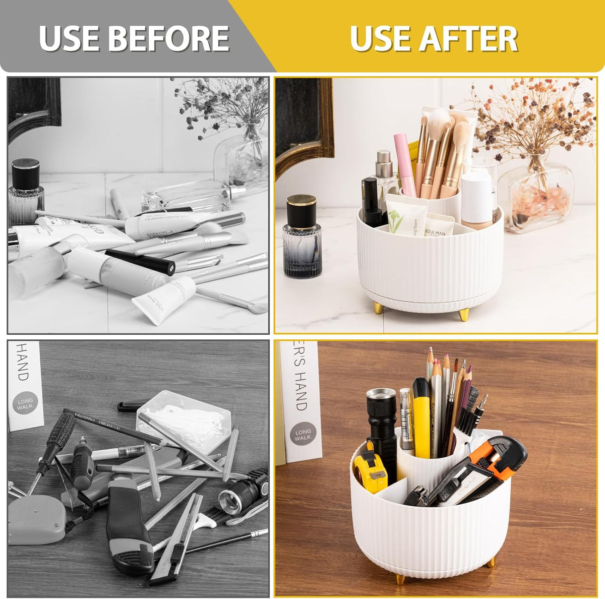 White Multi-angle Rotating Makeup Brush Holder J6039