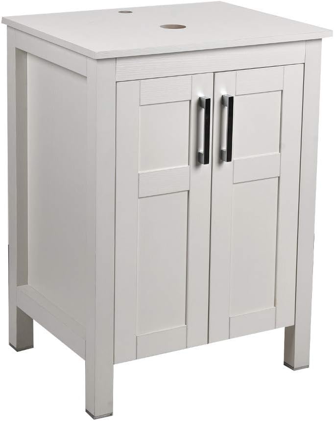 24 Inches White Single Bathroom Vanity Set with Top and 2-Door Cabinet E199253