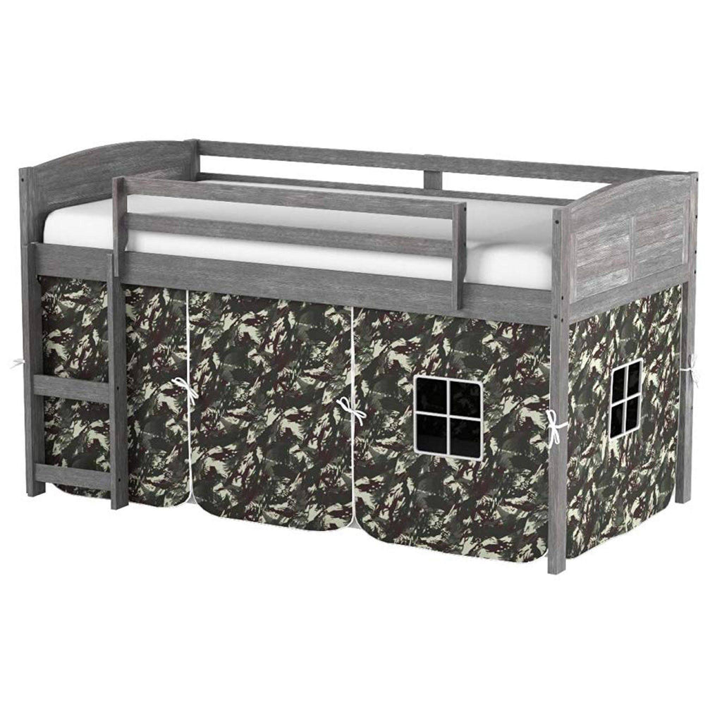 Twin Antique Grey Loft Bed with Tent P544