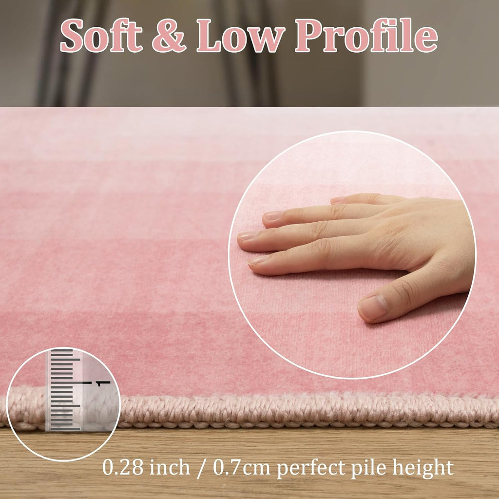 Pink Washable 8x10 Non Slip Area Rug Y57872