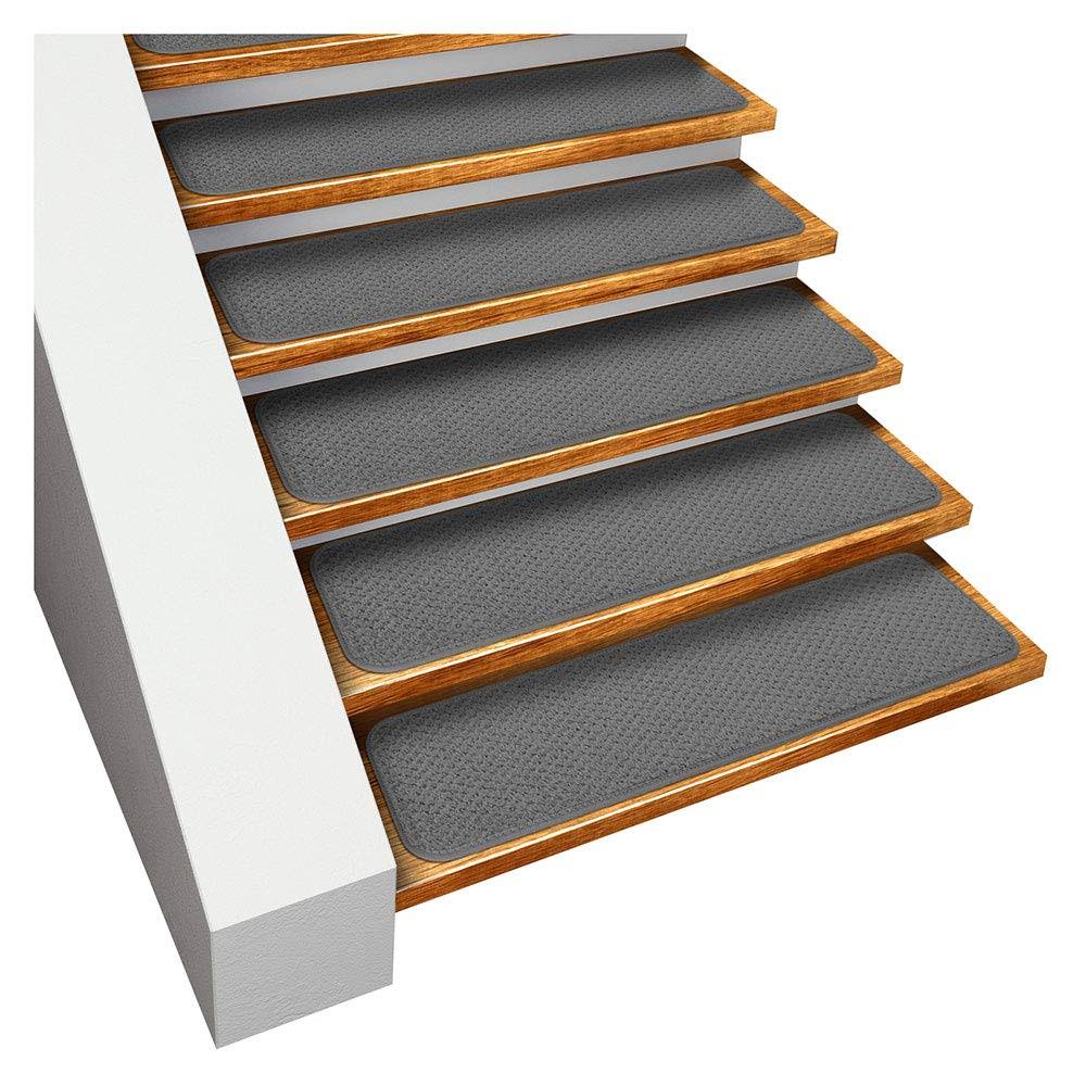 Set of 12 Skid-Resistant Carpet Stair Treads Gray 8 in. x 30 in. F95947