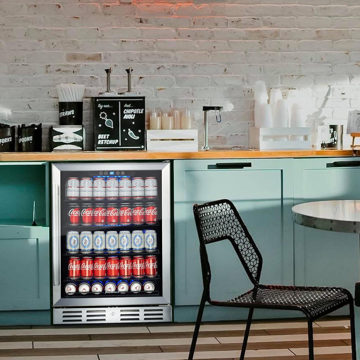 24 inch Beverage Refrigerator with Blue Interior Light C994487