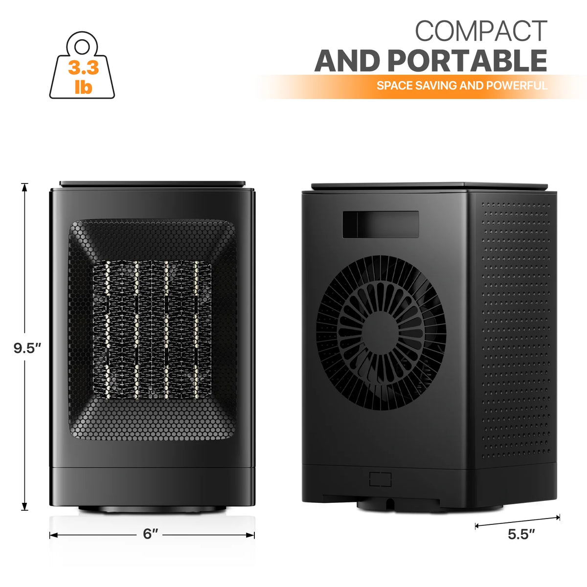 1500W PTC Portable Electric Space Heater with Timer S495