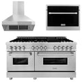60 In. Dual Fuel Range, Microwave Oven, Range Hood in Stainless Steel M8892