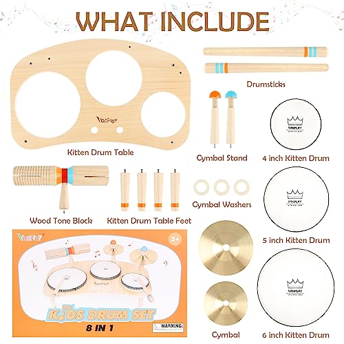 9 in 1 Wooden Musical Instruments Drum Set with Xylophone V1508