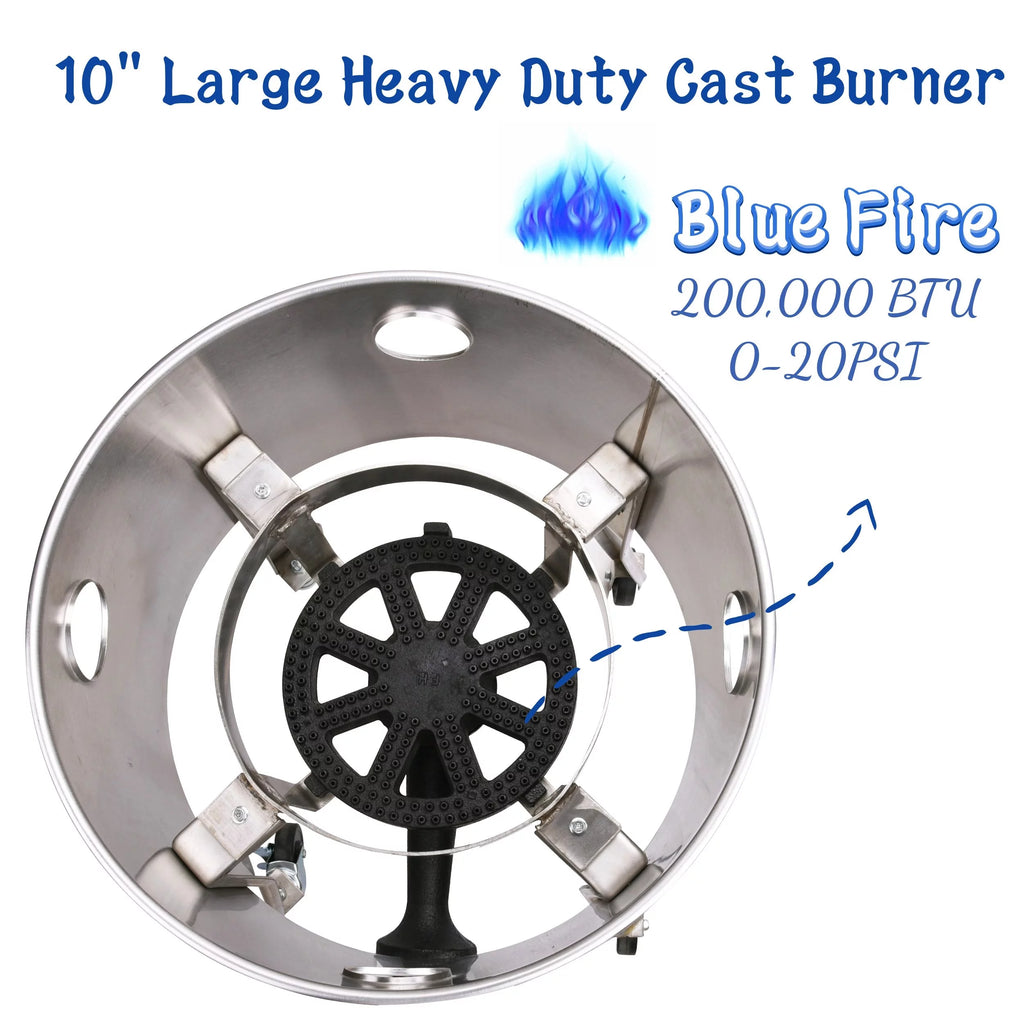 Stainless Steel Propane Burner Turkey Fryer with Wheels 200,000 BTU H519001