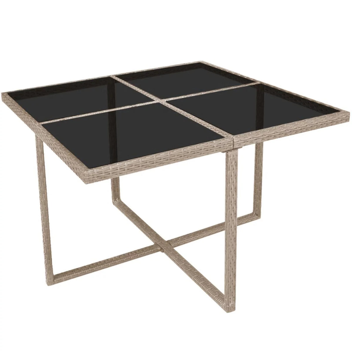 9 Piece Poly Rattan Outdoor Dining Set with Glass Top Table T557