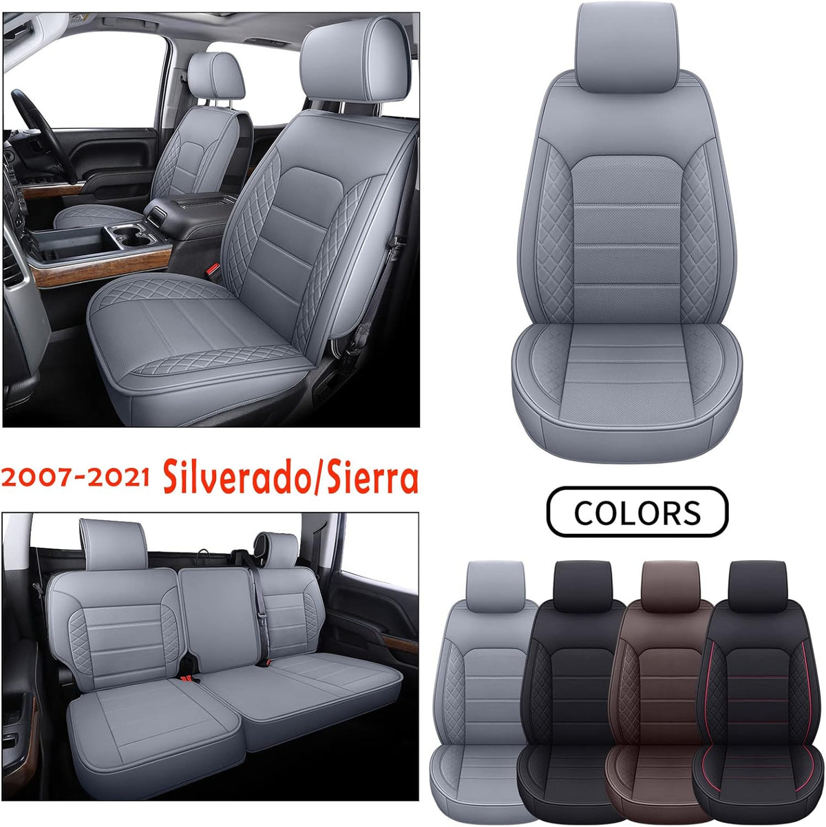 Black Faux Leather Seat Covers Full Set Y382