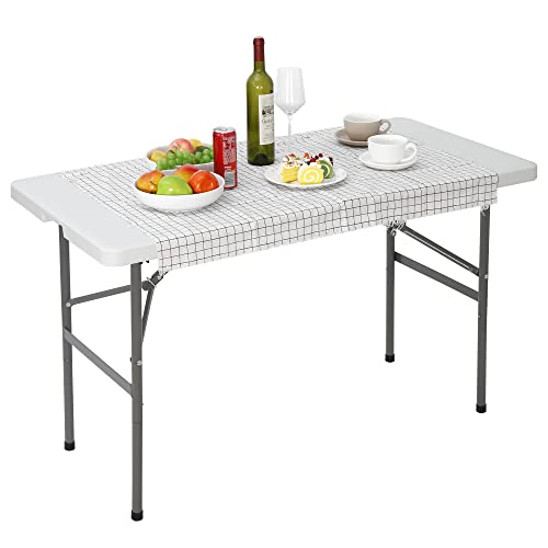 White 4FT Heavy Duty Plastic Folding Table with Carrying Handle O907870
